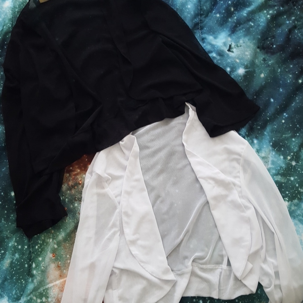 TWO mesh bolero shrugs 3/4 sleeve